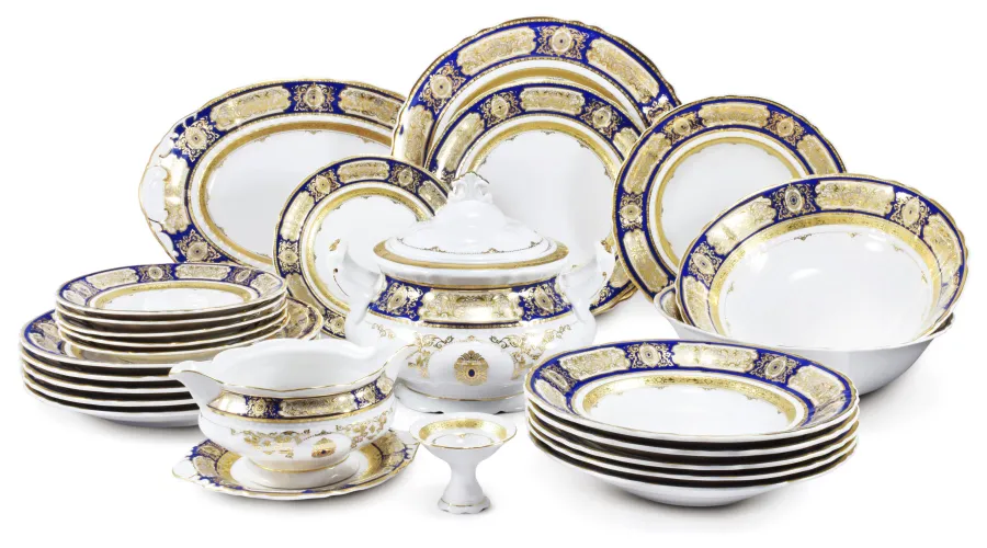 obrazek 1 Bogato zdobiona 25-częściowa zastawa obiadowa z porcelany – Leander