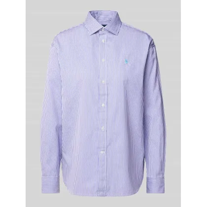 Zdjęcie Bluzka koszulowa o kroju relaxed fit z wyhaftowanym logo