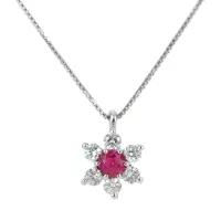 Picture Stylish necklace with a star-shaped pendant with ruby and diamonds