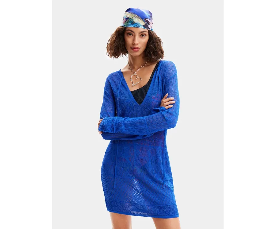 obrazek 1 Desigual Sukienka plażowa El Cairo 24SWMF03 Niebieski Regular Fit