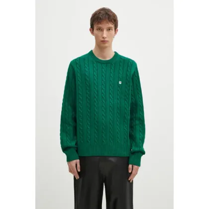 Zdjęcie FILA+ sweter wełniany Cabled Knitted Crewneck kolor zielony 42FW24JJ02544C606