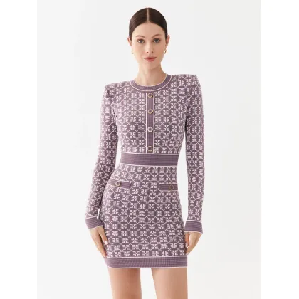 Zdjęcie Elisabetta Franchi Sukienka dzianinowa AM-94Q-36E2-V550 Fioletowy Slim Fit