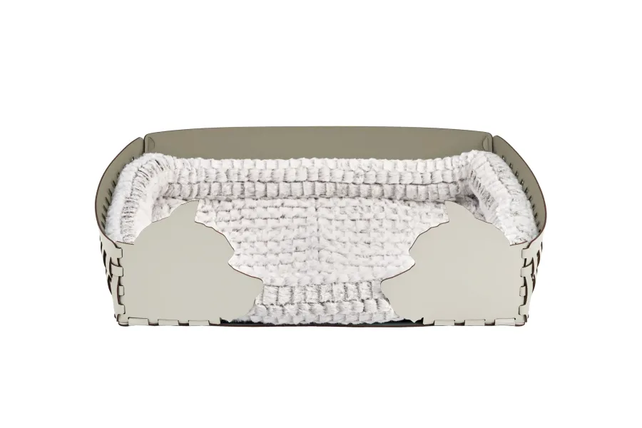 obrazek 1 Piękne białe skórzane legowisko dla psa 60x42xH15 cm