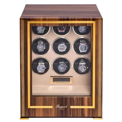 Picture Illuminated rotomat for nine automatic watches - wooden casing