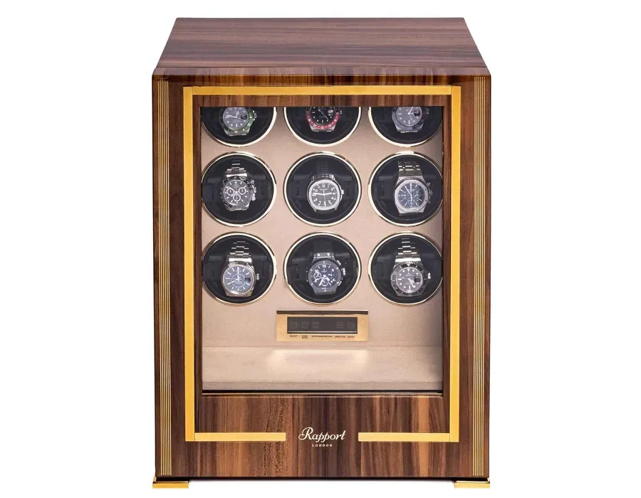 obrazek 1 Podświetlany rotomat na dziewięć automatycznych zegarków - drewniana obudowa