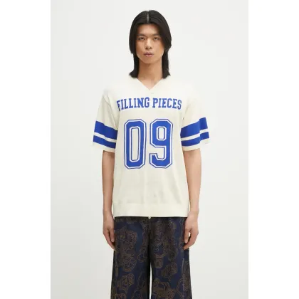 Zdjęcie Filling Pieces t-shirt Knit Jersey American Football męski kolor beżowy z nadrukiem 91099059936