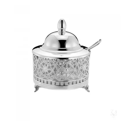 Zdjęcie Srebrne naczynie na miód o bogatym zdobieniu - Zaramella Argenti