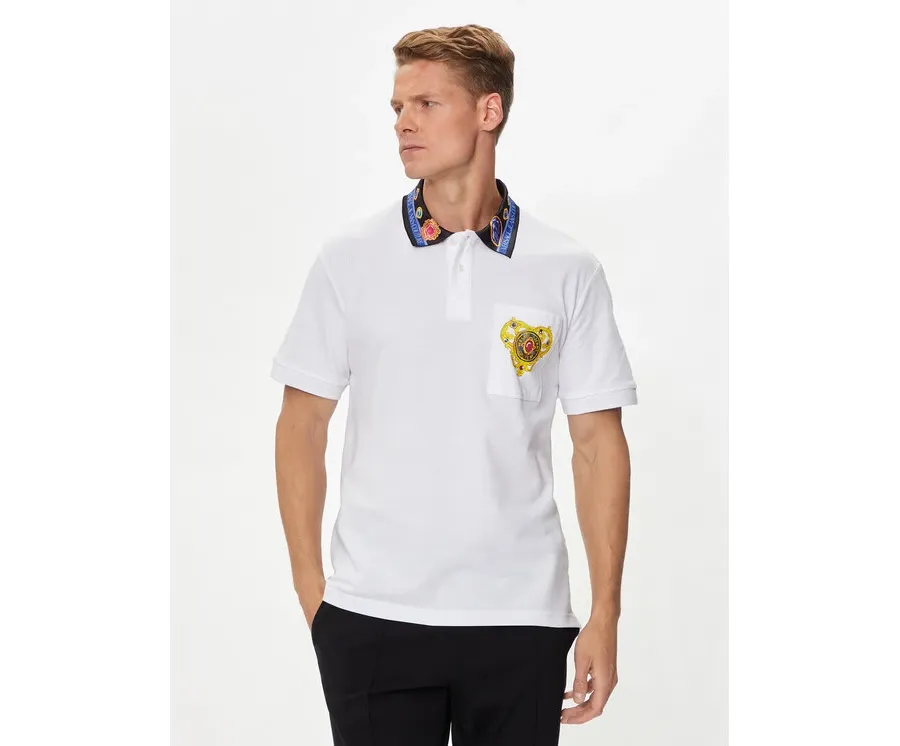 obrazek 1 Versace Jeans Couture Polo 76GAGT11 Biały Regular Fit