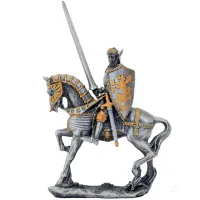 Zdjęcie Niebywała figurka ozdobna rycerza na koniu z pewteru