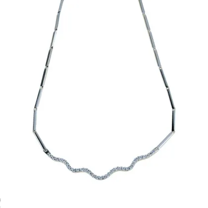 Zdjęcie Piękny choker z centralnymi białymi cyrkoniami cm.43