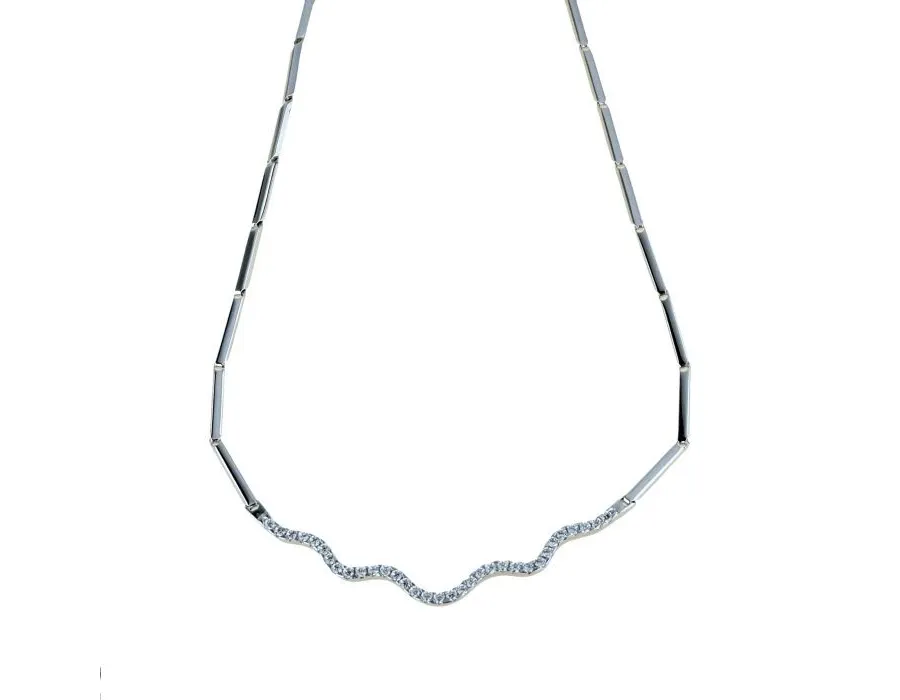 obrazek 1 Piękny choker z centralnymi białymi cyrkoniami cm.43