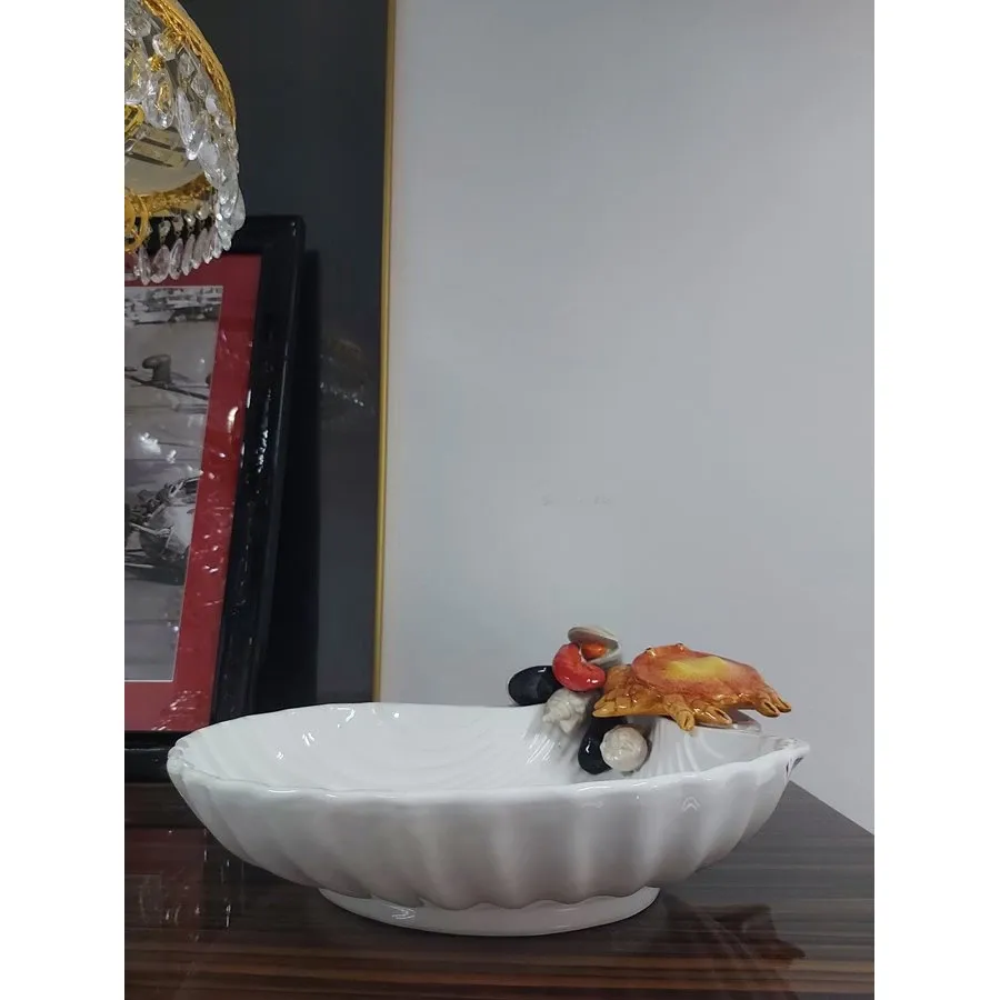 obrazek 5 Duża miska w formie przegrzebka zdobiona owocami morza - Le Ceramiche