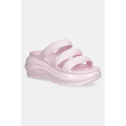 Zdjęcie Crocs klapki Mega Crush Tripe Strap damskie kolor różowy na platformie 209842.6ZW