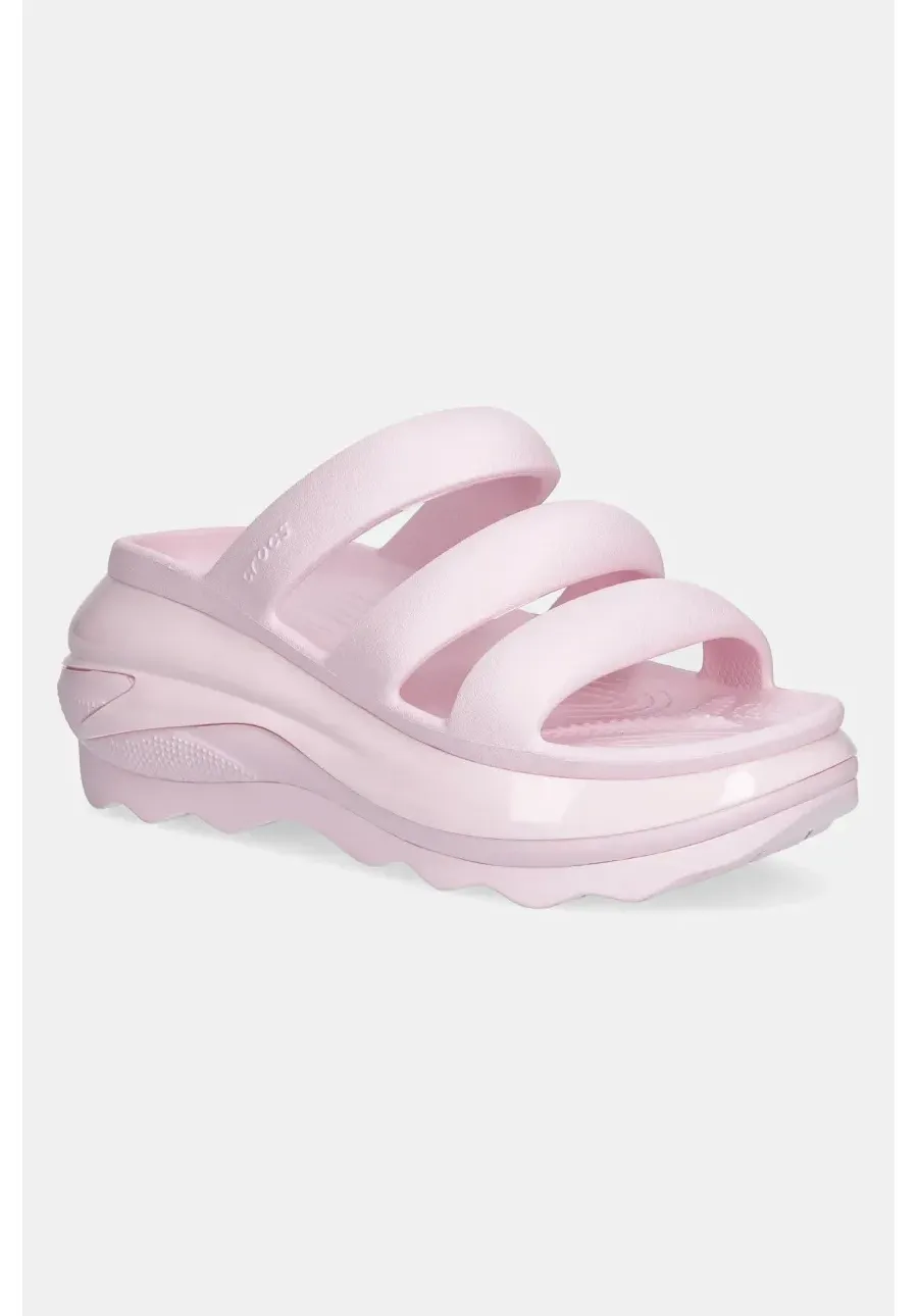 obrazek 1 Crocs klapki Mega Crush Tripe Strap damskie kolor różowy na platformie 209842.6ZW