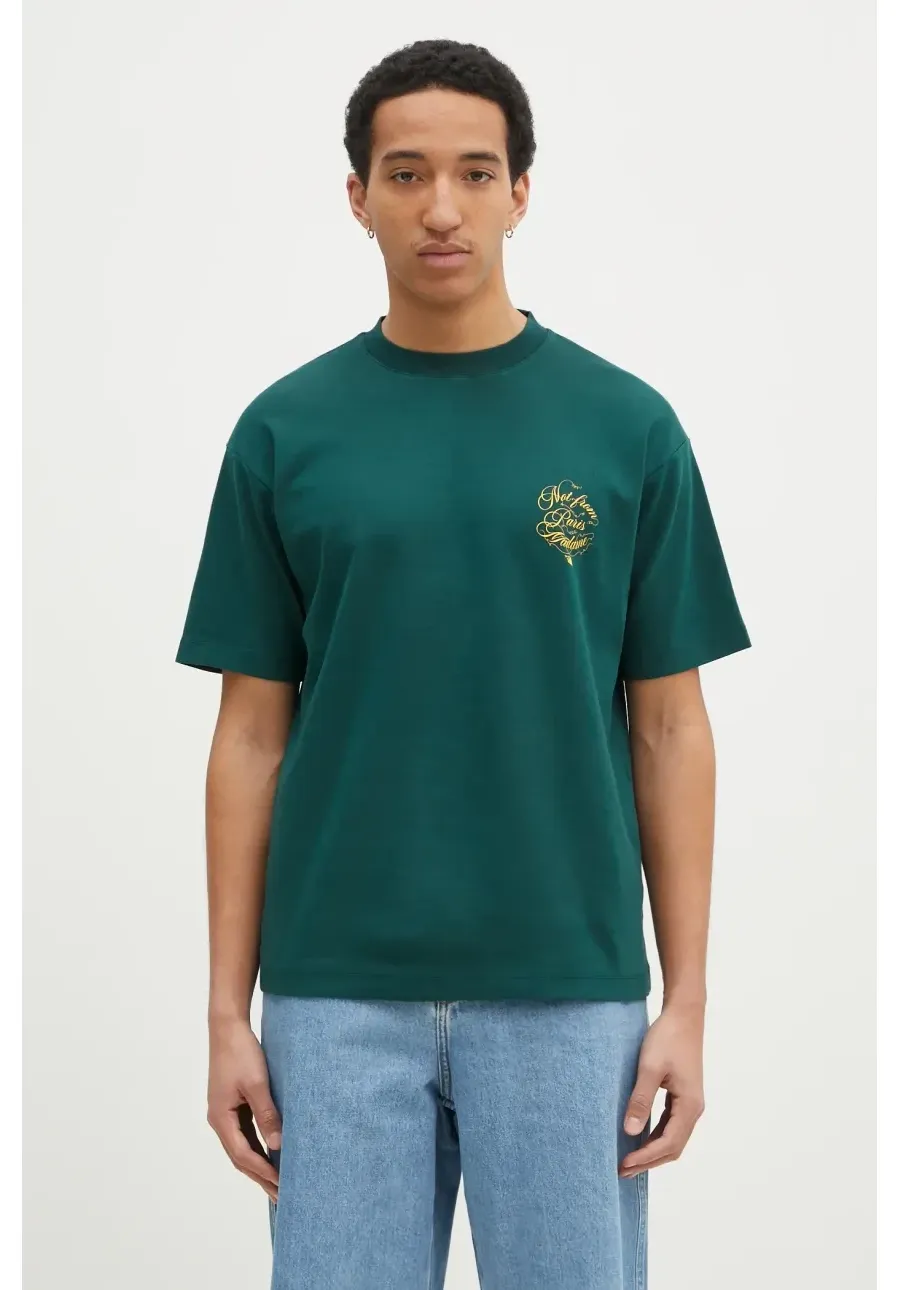 obrazek 1 Drôle de Monsieur t-shirt bawełniany Le T-Shirt Slogan Vignes męski kolor zielony z nadrukiem F-TS226-CO002-DGN