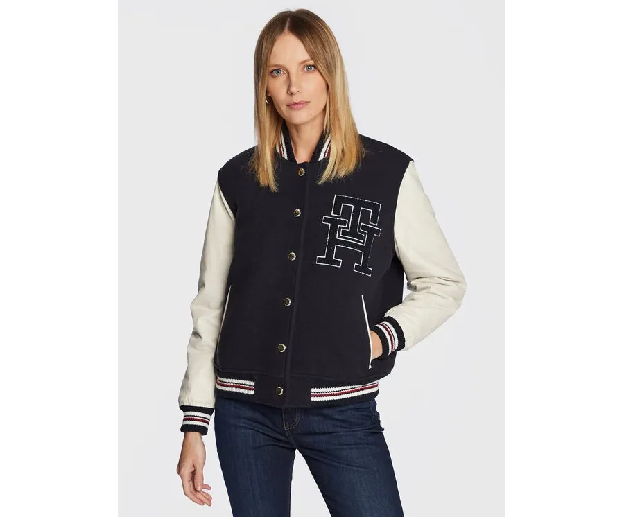obrazek 1 Tommy Hilfiger Kurtka bomber Blend WW0WW37308 Granatowy Regular Fit