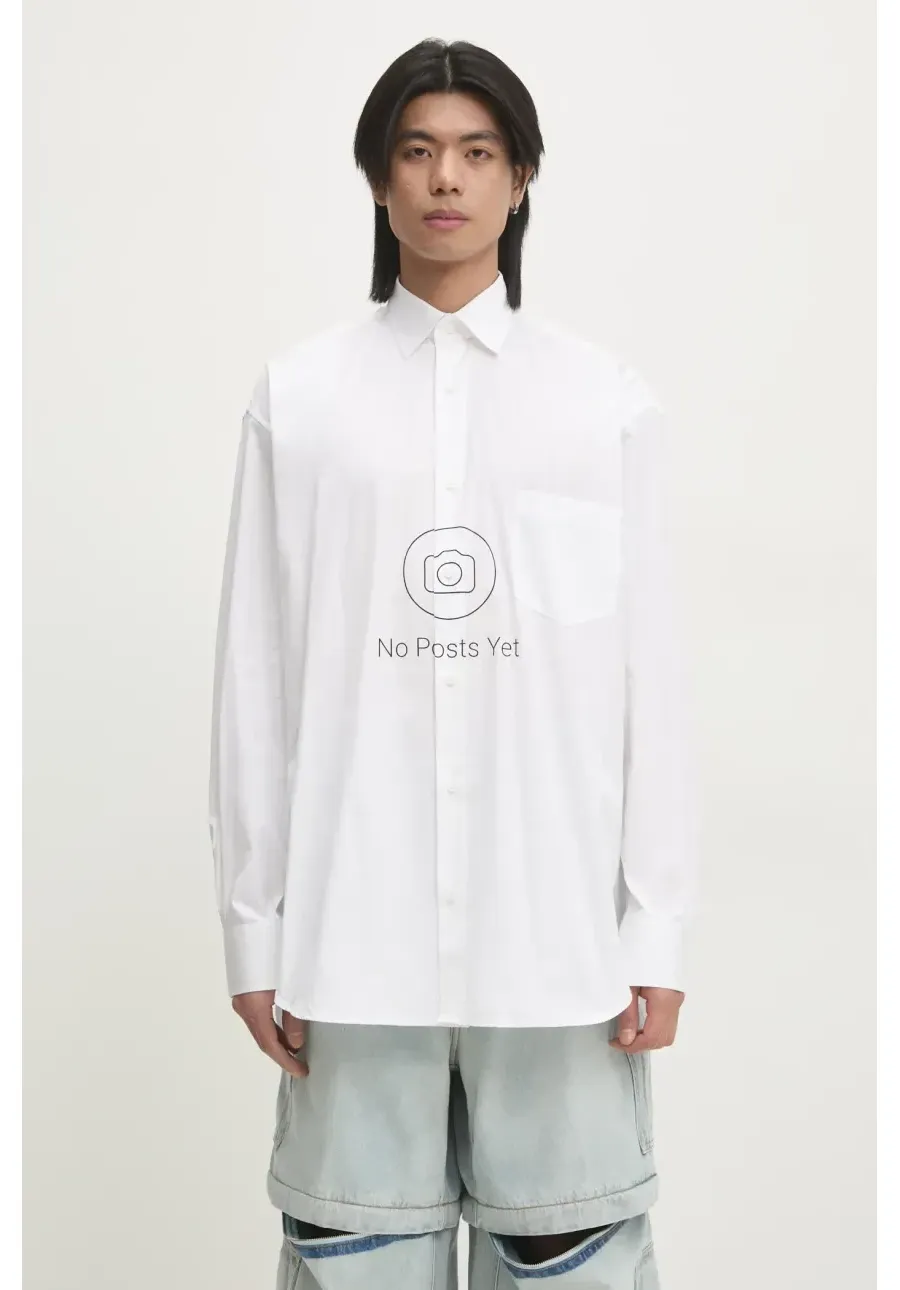 obrazek 1 VETEMENTS koszula bawełniana No Posts Classic męska kolor biały relaxed z kołnierzykiem klasycznym UA66SH440W