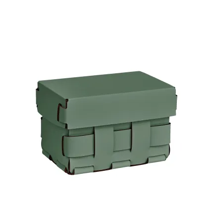 Zdjęcie Mały pleciony koszyk Bottega 12x19xH13 cm w wyjątkowym kolorze liści eukaliptusa