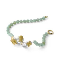 Picture Italian Unique Necklace 18K Gold Plated and Silver Plated Silver Necklace Colorful Cubic Zirconia Green Jade
