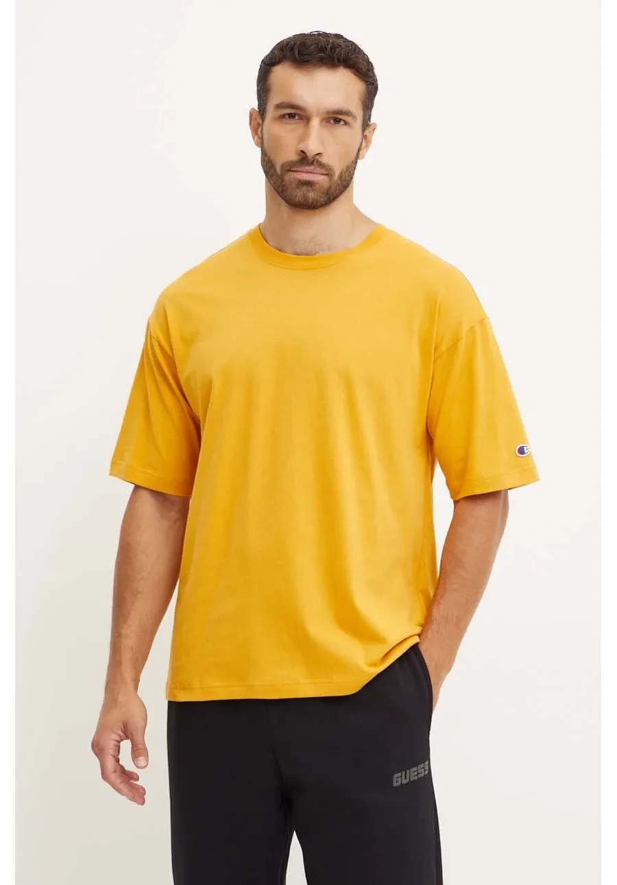 obrazek 1 Champion t-shirt bawełniany męski kolor żółty gładki 219632