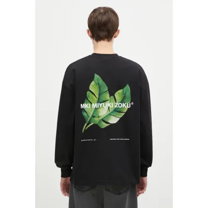 Zdjęcie MKI MIYUKI ZOKU longsleeve bawełniany Leaf Long Sleeve Tee kolor czarny z nadrukiem LEAF.LONG.SLEEVE.TEE