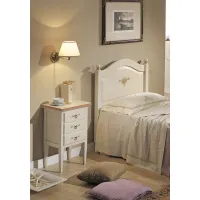 Picture Bedside table with 3 drawers decorated in white finish with antique pink details with patina and decorations - Zanini