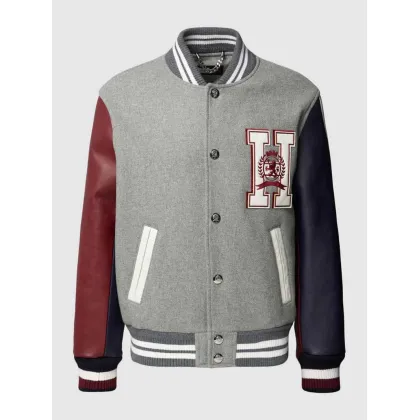 Zdjęcie Kurtka baseballowa z detalami z logo model ‘LEATHER VARSITY’