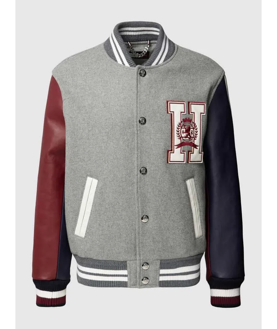 obrazek 1 Kurtka baseballowa z detalami z logo model ‘LEATHER VARSITY’