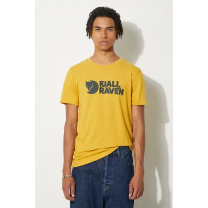 Zdjęcie Fjallraven t-shirt bawełniany Fjallraven Logo kolor żółty z nadrukiem F87310-160