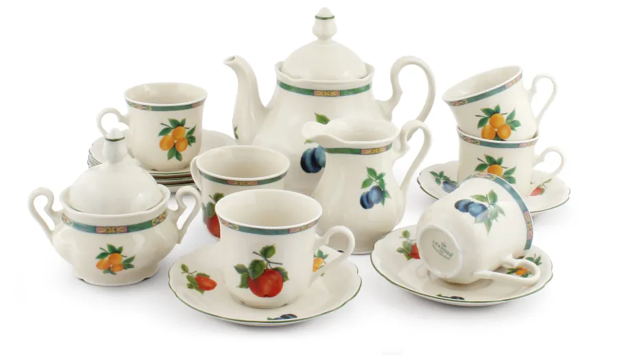 obrazek 1 Piękny 15-elementowy zestaw do herbaty z porcelany zdobiony motywem owoców – Leander