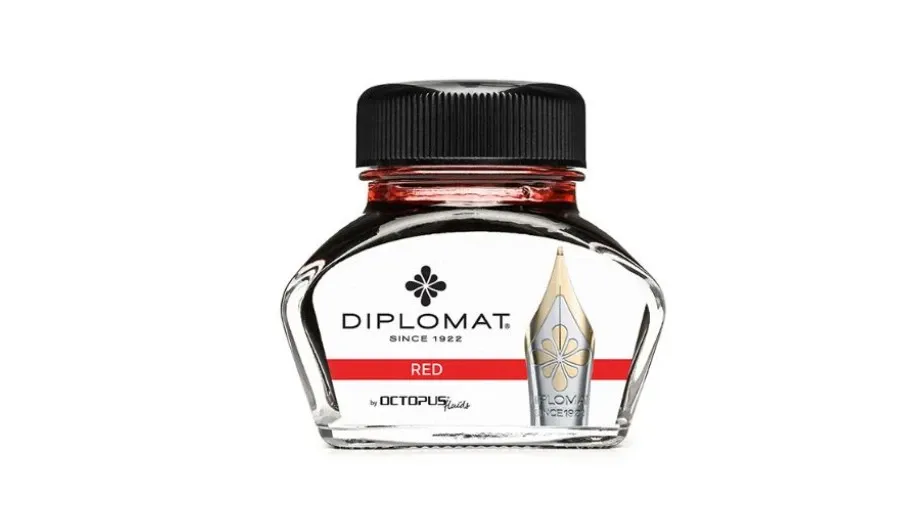 obrazek 1 Atrament do piór wiecznych Diplomat w kałamarzu - czerwony, 30 ml