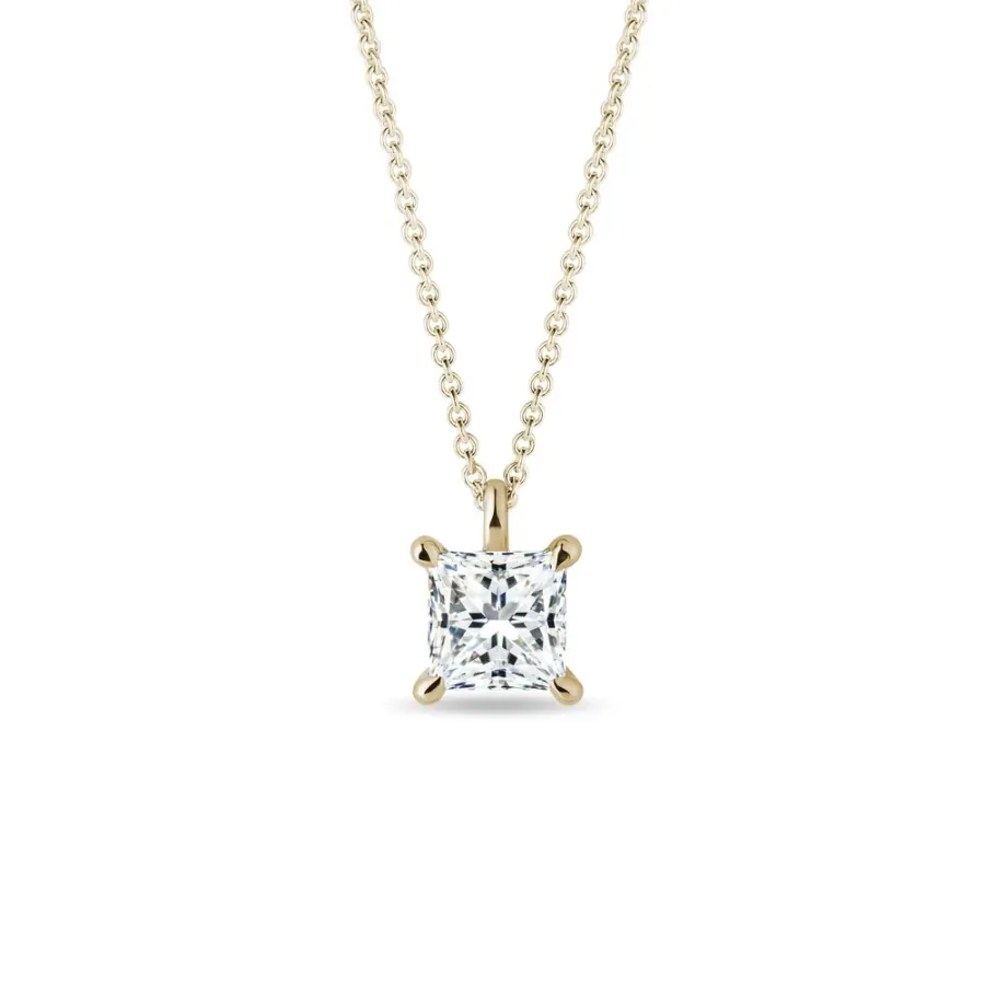 obrazek 1 Naszyjnik - żółte złoto z diamentem laboratoryjnym Princess KLENOTA
