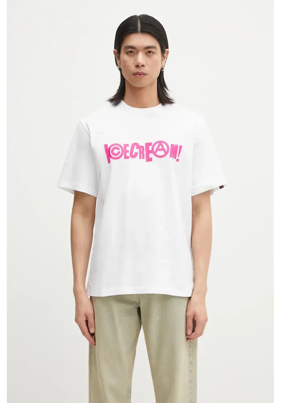 obrazek 1 ICECREAM t-shirt bawełniany Anarchy T-Shirt męski kolor biały z nadrukiem IC24461