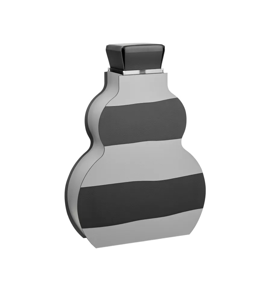 obrazek 2 Stylowy wazon Otto 9x33xH45 cm w poziome pasy w kolorze szarym i czarnym