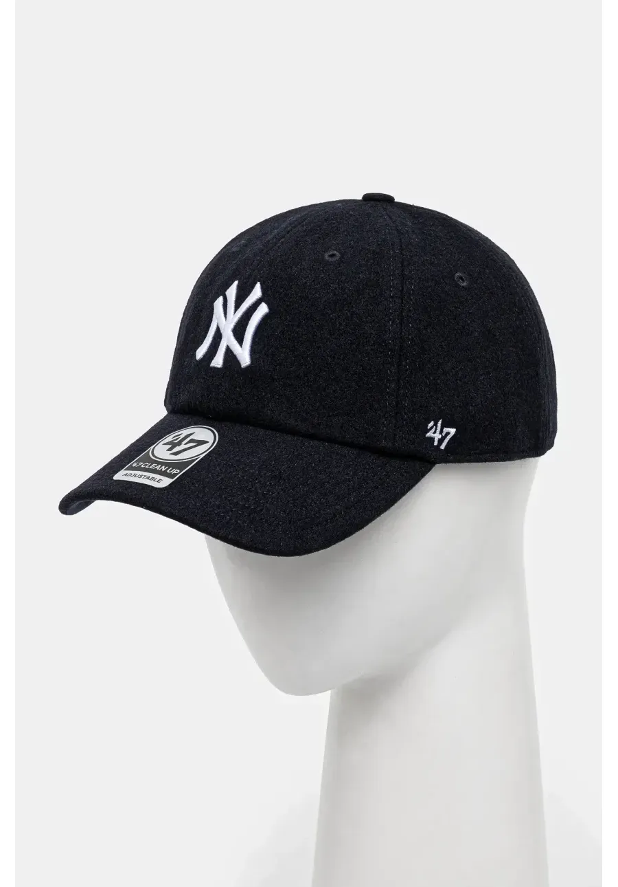 obrazek 1 Sporty & Rich czapka z daszkiem wełniana Yankees Serif Wool kolor granatowy z aplikacją AC060505634BL32