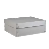Zdjęcie Stylowe skórzane pudełko Snob do przechowywania 36x30xH13,5 cm w kolorze perłowym