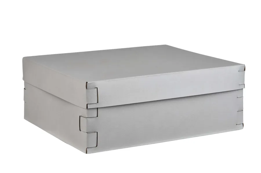 obrazek 1 Stylowe skórzane pudełko Snob do przechowywania 36x30xH13,5 cm w kolorze perłowym