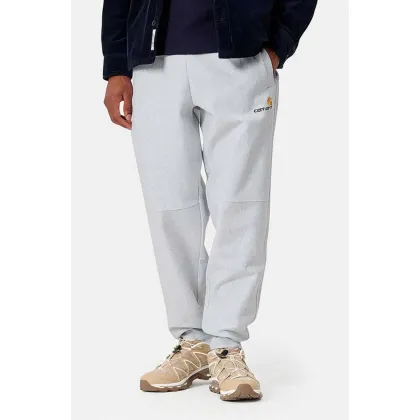 Zdjęcie Carhartt WIP spodnie dresowe American Script kolor szary melanżowe I027042.ASH.HEATHE-ASH.HEATHE