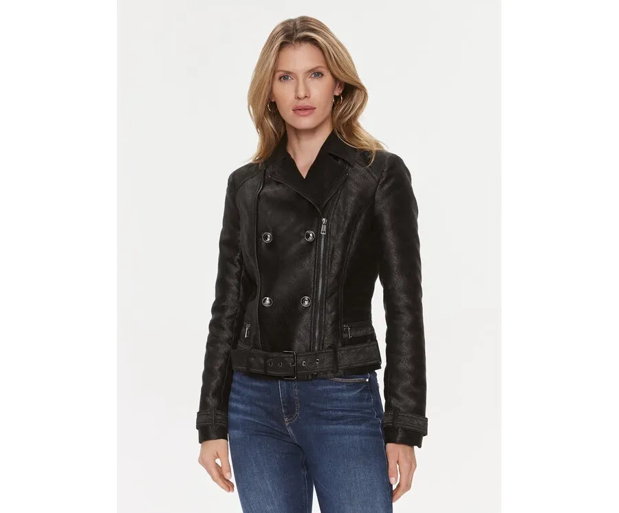 obrazek 1 Guess Kurtka z imitacji skóry Olivia Moto Jacket W3YL25 WFIR2 Czarny Regular Fit