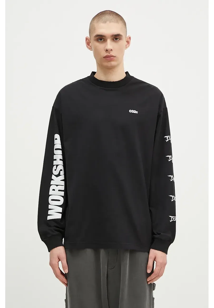 obrazek 1 032C longsleeve bawełniany ''Nerve Shatter'' Boxy Longsleeve kolor czarny z nadrukiem F24-URC-0251-050