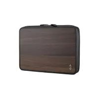 Picture Luxurious 13'' laptop bag made of high-quality black embossed cowhide and smoked oak wood
