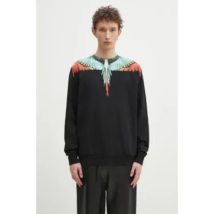 Zdjęcie Marcelo Burlon bluza bawełniana Icon Wings Regular Crewneck Black Multic męska kolor czarny z nadrukiem CMBA009S25FLE0011084