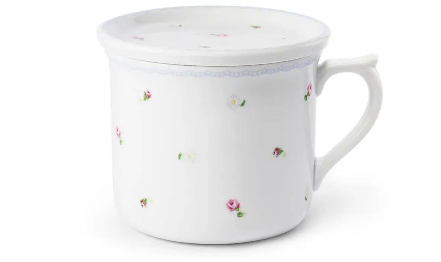 obrazek 1 Stylowy duży kubek z pokrywką z porcelany z kolekcji RoseLine - Leander