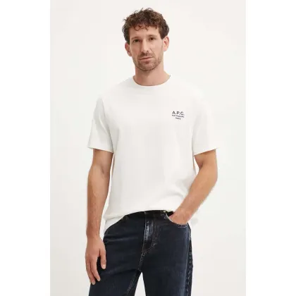 Zdjęcie A.P.C. t-shirt bawełniany standard rue madame GOTS kolor beżowy z aplikacją COHBU.M26388