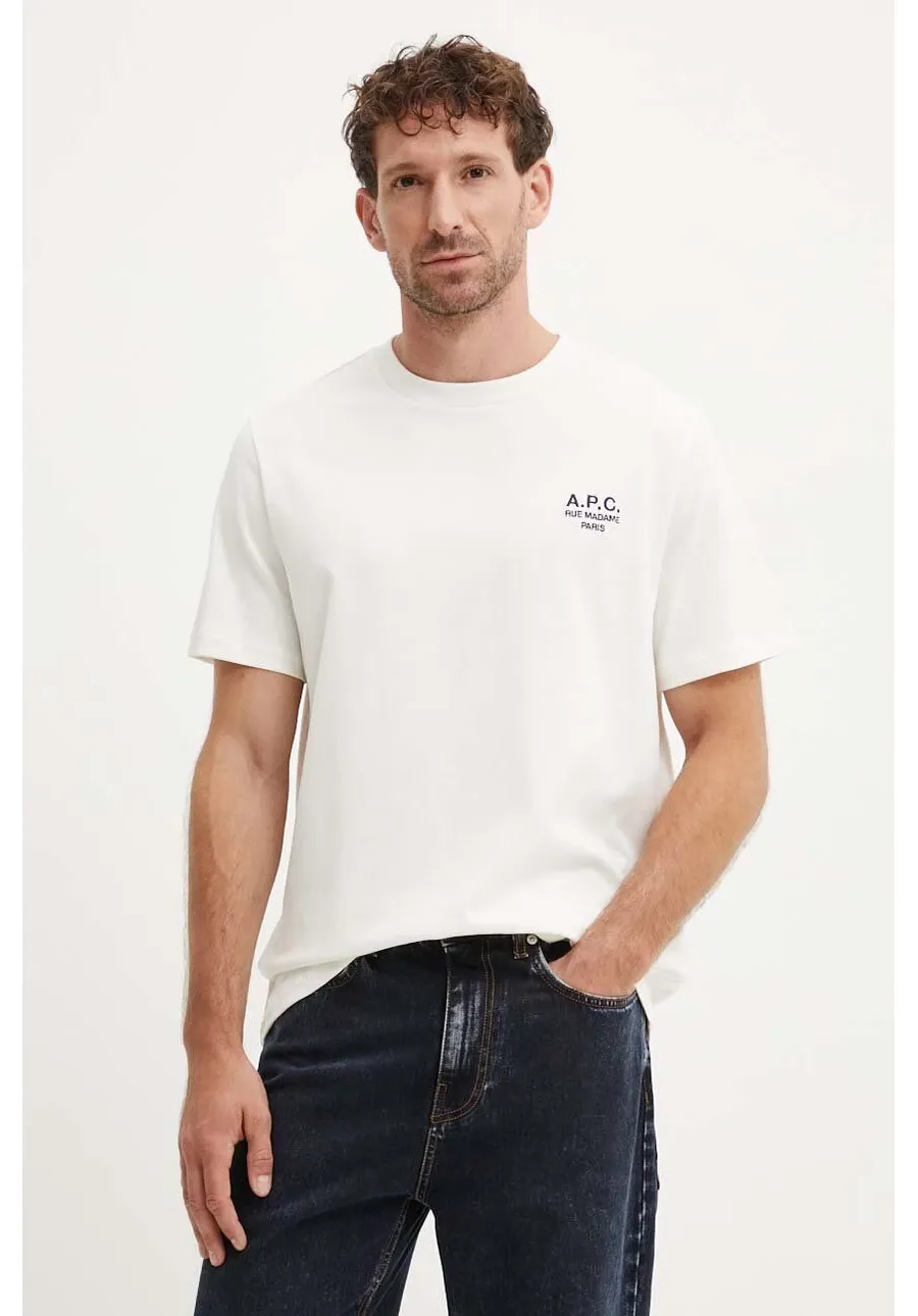 obrazek 1 A.P.C. t-shirt bawełniany standard rue madame GOTS kolor beżowy z aplikacją COHBU.M26388