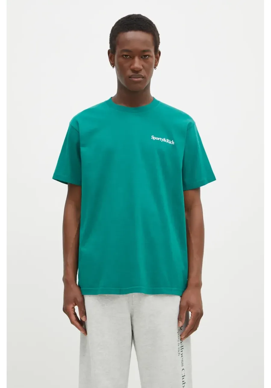 obrazek 1 Sporty & Rich t-shirt bawełniany Health Is Wealth kolor zielony z nadrukiem TO043516300GR03