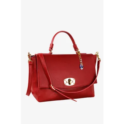 Zdjęcie Klasyczna skórzana torebka w kolorze czerwieni - Terrida