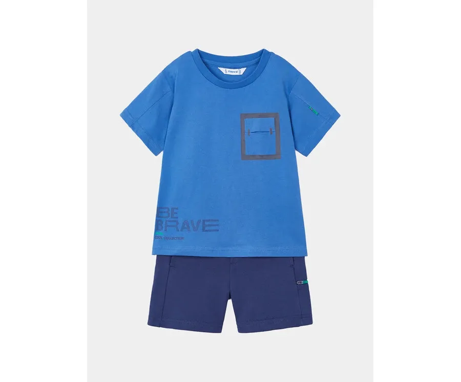 obrazek 1 Mayoral Komplet t-shirt i spodenki 3601 Niebieski Regular Fit