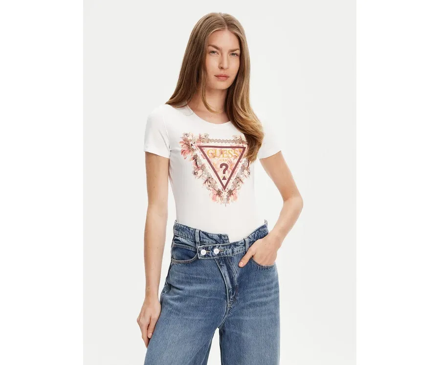 obrazek 1 Guess T-Shirt W5YI08 J1314 Biały Regular Fit