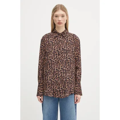 Zdjęcie Anine Bing koszula Bridget Shirt damska kolor brązowy relaxed z kołnierzykiem klasycznym A.07.11162